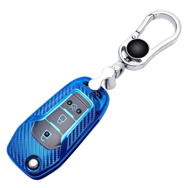 Ford Folding 3-button Car TPU Key Protective Cover Key Case with Key Ring (Silver) - Image 3