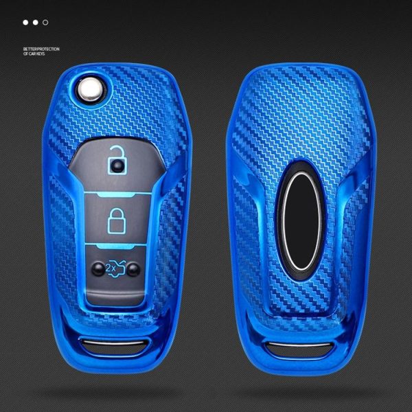 Ford Folding 3-button Car TPU Key Protective Cover Key Case with Key Ring (Silver) - Image 4