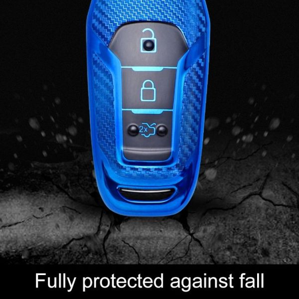 Ford Folding 3-button Car TPU Key Protective Cover Key Case with Key Ring (Silver) - Image 6