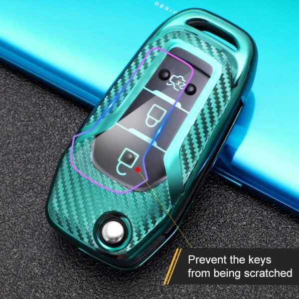 Ford Folding 3-button Car TPU Key Protective Cover Key Case with Key Ring (Silver) - Image 9