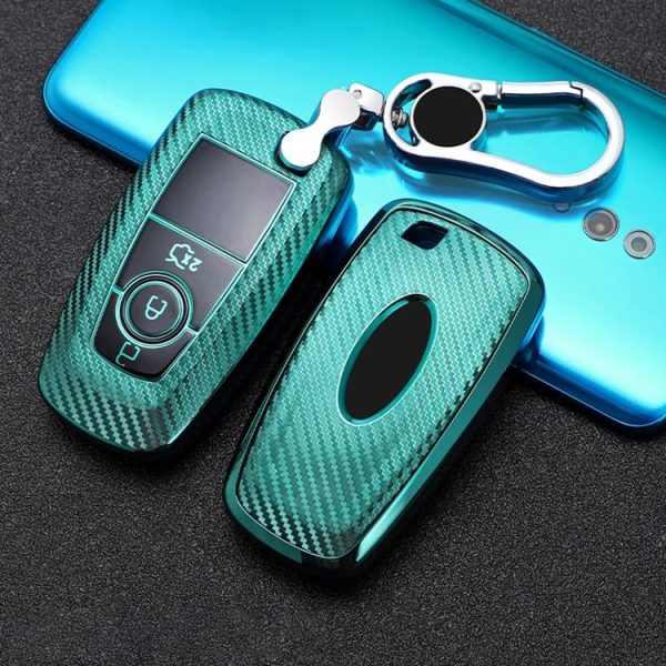 Ford Smart 3-button Car TPU Key Protective Cover Key Case with Key Ring (Green) - Image 2