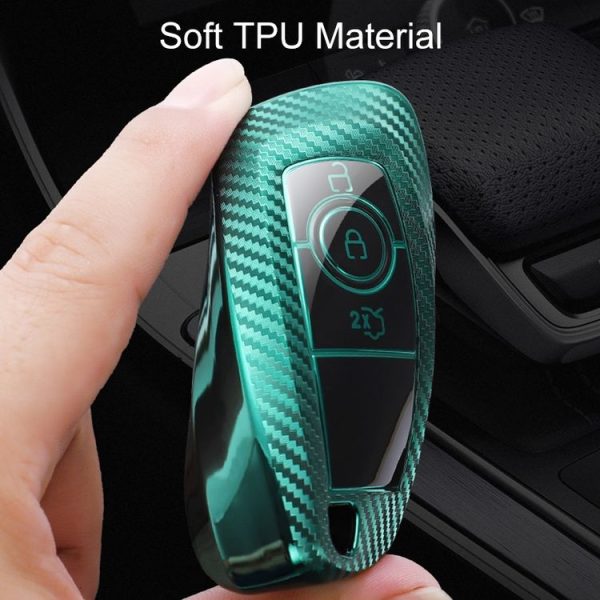 Ford Smart 3-button Car TPU Key Protective Cover Key Case with Key Ring (Green) - Image 8