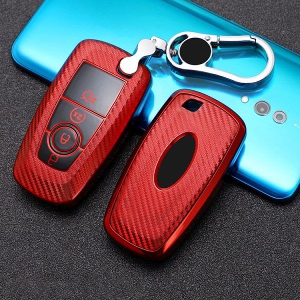 Ford Smart 4-button Car TPU Key Protective Cover Key Case with Key Ring (Red) - Image 2
