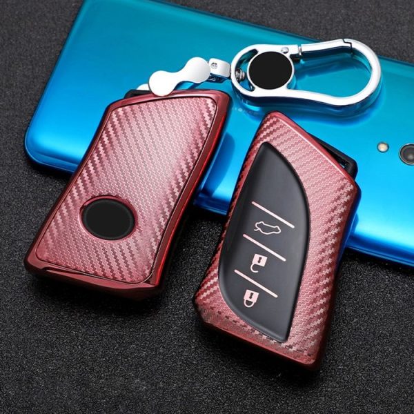 Lexus Smart 3-button Car TPU Key Protective Cover Key Case with Key Ring (Pink) - Image 2