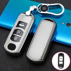 Mazda Smart 3-button Car TPU Key Protective Cover Key Case with Key Ring (Silver)