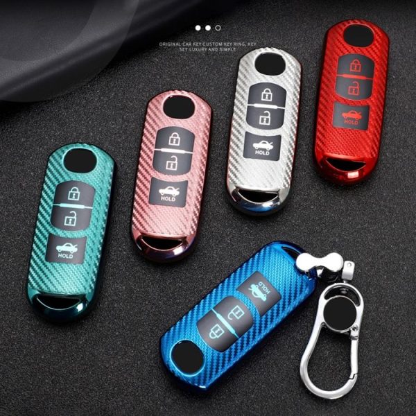 Mazda Smart 3-button Car TPU Key Protective Cover Key Case with Key Ring (Silver) - Image 11