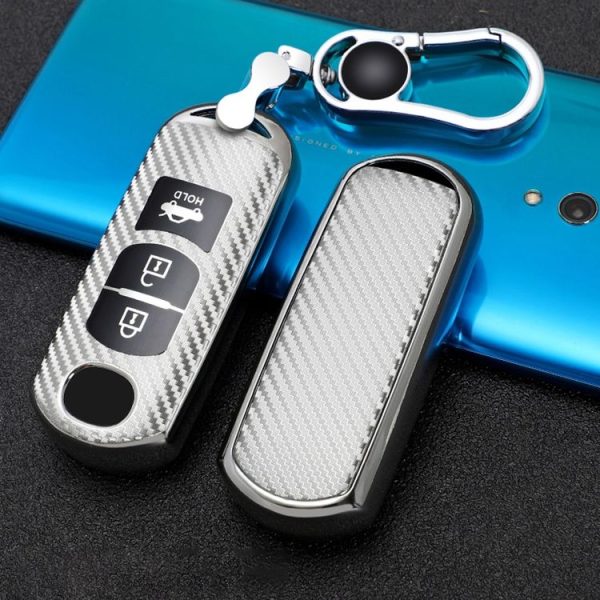 Mazda Smart 3-button Car TPU Key Protective Cover Key Case with Key Ring (Silver) - Image 2