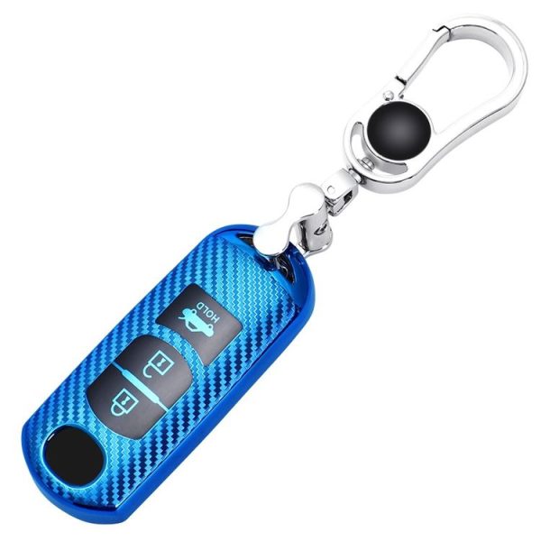 Mazda Smart 3-button Car TPU Key Protective Cover Key Case with Key Ring (Silver) - Image 3