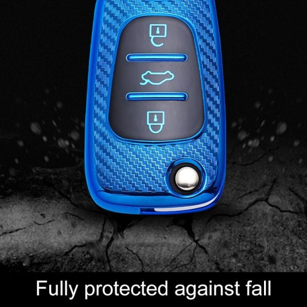 KIA Folding 3-button Car TPU Key Protective Cover Key Case with Key Ring (Green) - Image 6
