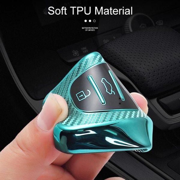 KIA Folding 3-button Car TPU Key Protective Cover Key Case with Key Ring (Green) - Image 8
