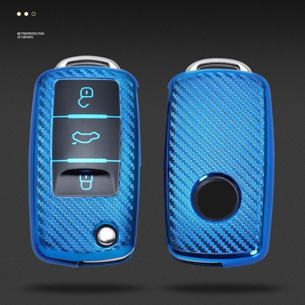 Skoda Folding 3-button Car TPU Key Protective Cover Key Case with Key Ring (Red) - Image 4