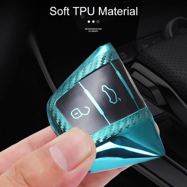 Skoda Folding 3-button Car TPU Key Protective Cover Key Case with Key Ring (Red) - Image 8