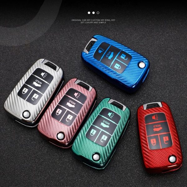 Chevrolet Folding 4-button Car TPU Key Protective Cover Key Case with Key Ring (Pink) - Image 11