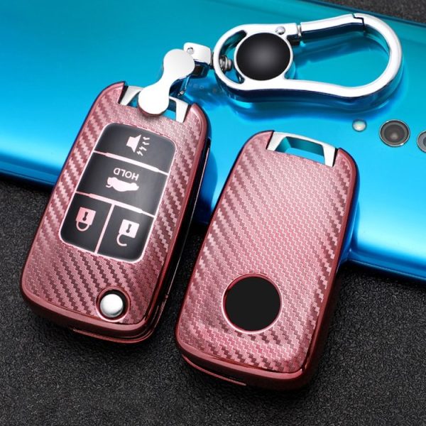 Chevrolet Folding 4-button Car TPU Key Protective Cover Key Case with Key Ring (Pink) - Image 2