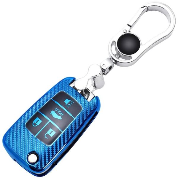 Chevrolet Folding 4-button Car TPU Key Protective Cover Key Case with Key Ring (Pink) - Image 3