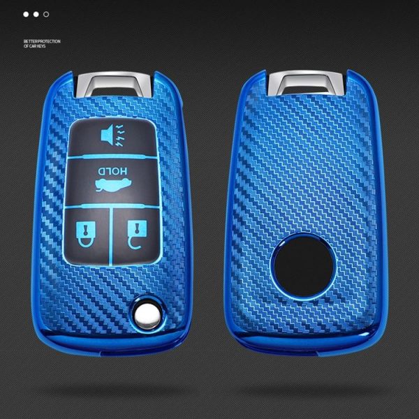 Chevrolet Folding 4-button Car TPU Key Protective Cover Key Case with Key Ring (Pink) - Image 4