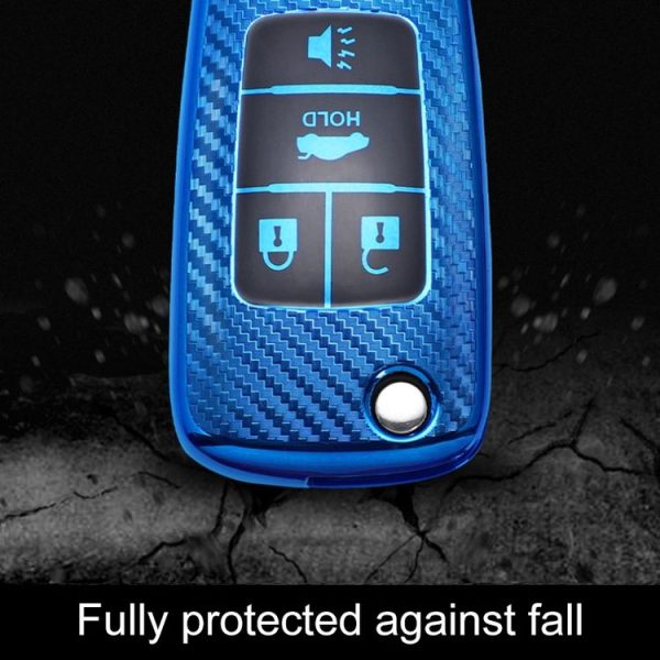 Chevrolet Folding 4-button Car TPU Key Protective Cover Key Case with Key Ring (Pink) - Image 6