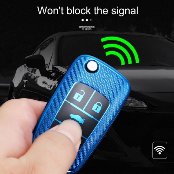 Chevrolet Folding 4-button Car TPU Key Protective Cover Key Case with Key Ring (Pink) - Image 7
