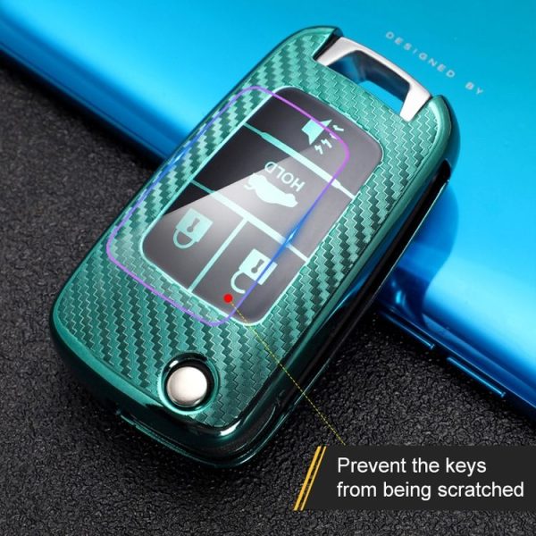 Chevrolet Folding 4-button Car TPU Key Protective Cover Key Case with Key Ring (Pink) - Image 9