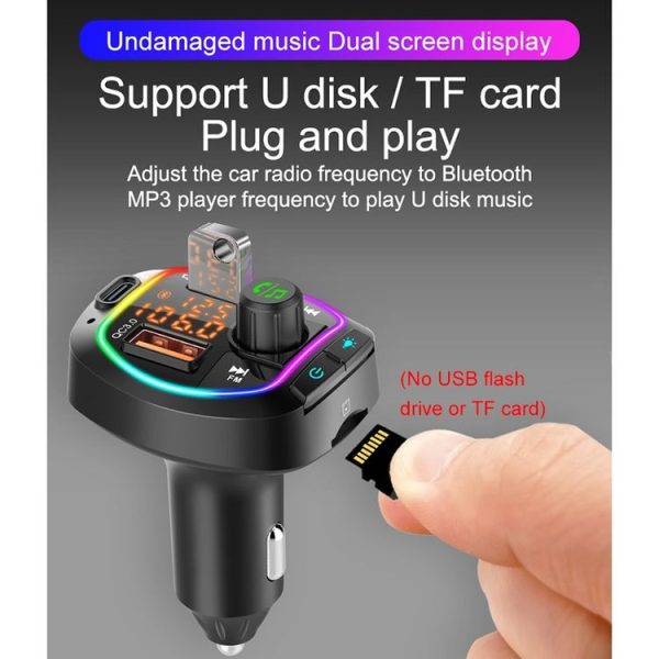 BC66 Colorful Car MP3 Player Multi-functional Bluetooth Receiver Car Cigarette Lighter U Disk Charger - Image 10