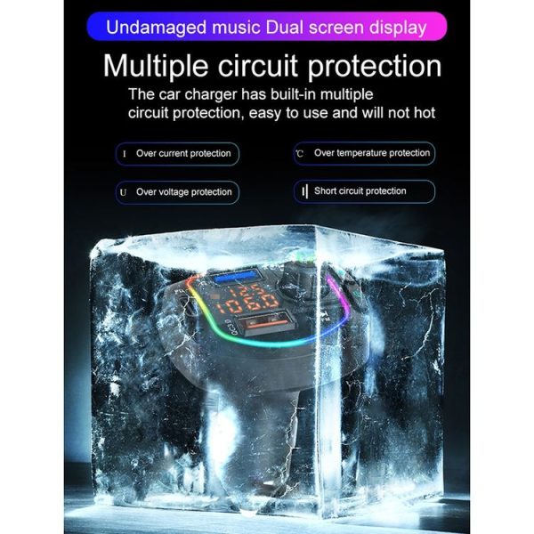 BC66 Colorful Car MP3 Player Multi-functional Bluetooth Receiver Car Cigarette Lighter U Disk Charger - Image 12