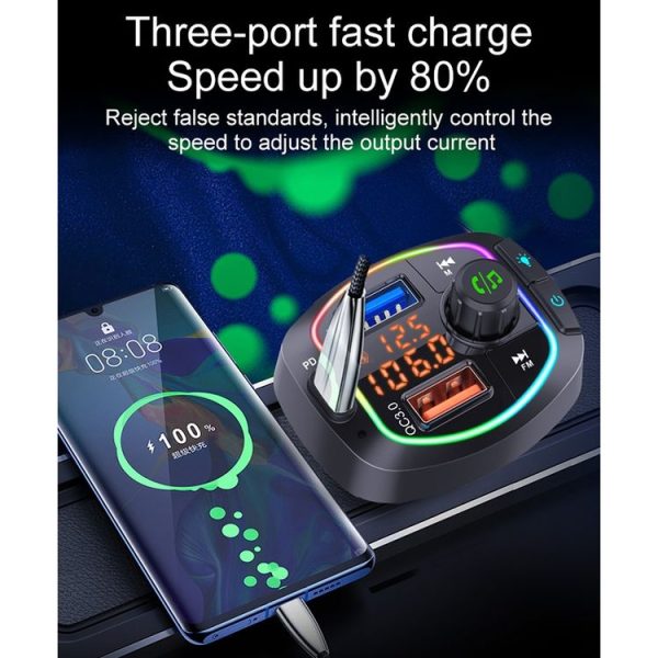 BC66 Colorful Car MP3 Player Multi-functional Bluetooth Receiver Car Cigarette Lighter U Disk Charger - Image 15