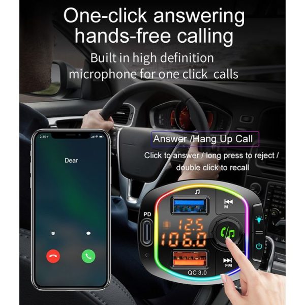 BC66 Colorful Car MP3 Player Multi-functional Bluetooth Receiver Car Cigarette Lighter U Disk Charger - Image 19