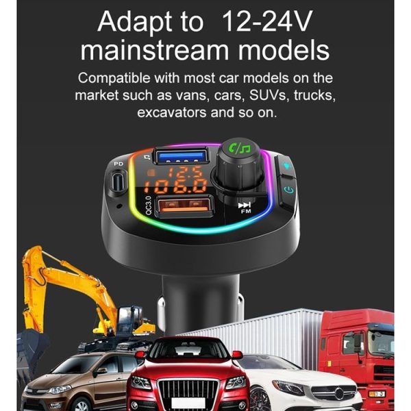 BC66 Colorful Car MP3 Player Multi-functional Bluetooth Receiver Car Cigarette Lighter U Disk Charger - Image 23