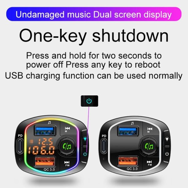 BC66 Colorful Car MP3 Player Multi-functional Bluetooth Receiver Car Cigarette Lighter U Disk Charger - Image 5