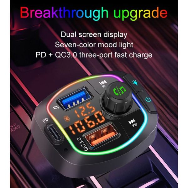 BC66 Colorful Car MP3 Player Multi-functional Bluetooth Receiver Car Cigarette Lighter U Disk Charger - Image 7