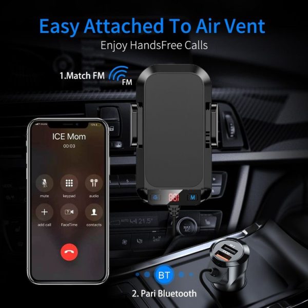 A20 Pro Car Charger MP3 Player Bluetooth Receiver FM Transmitter Call Hands-free Holder - Image 10