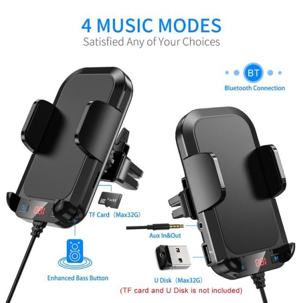 A20 Pro Car Charger MP3 Player Bluetooth Receiver FM Transmitter Call Hands-free Holder - Image 4