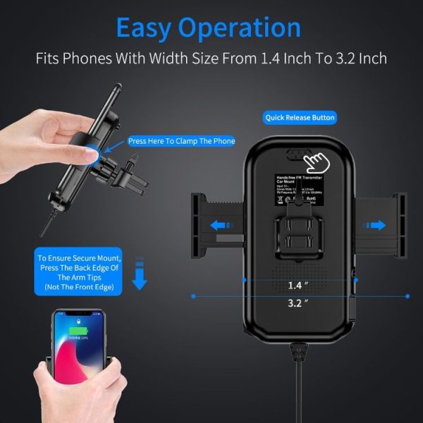 A20 Pro Car Charger MP3 Player Bluetooth Receiver FM Transmitter Call Hands-free Holder - Image 5