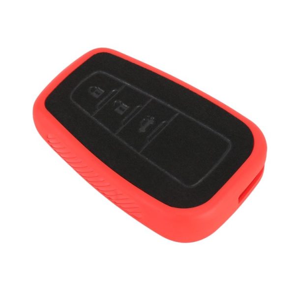 Car Flocking Plastic Key Protective Cover Three Buttons for Toyota, Style 1 (Red) - Image 2