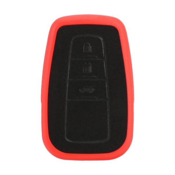 Car Flocking Plastic Key Protective Cover Three Buttons for Toyota, Style 1 (Red) - Image 3