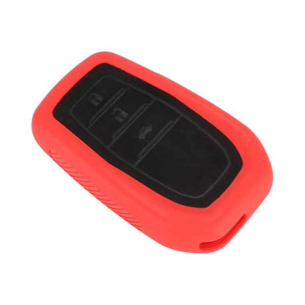 Car Flocking Plastic Key Protective Cover Three Buttons for Toyota, Style 2 (Red) - Image 2