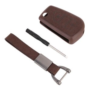 Car Flocking Plastic Key Protective Cover Two Buttons for Toyota, Style 3 (Brown)