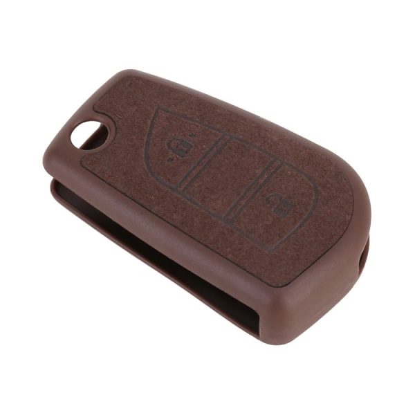 Car Flocking Plastic Key Protective Cover Two Buttons for Toyota, Style 3 (Brown) - Image 2