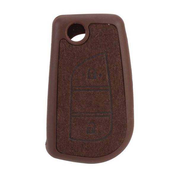 Car Flocking Plastic Key Protective Cover Two Buttons for Toyota, Style 3 (Brown) - Image 3