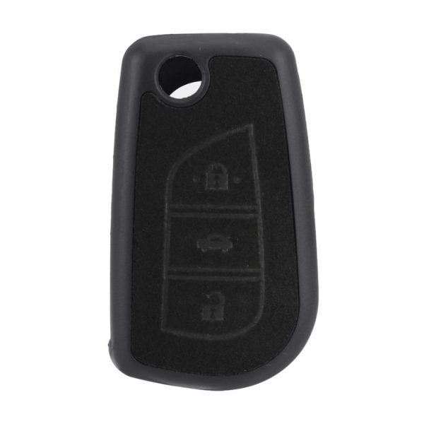 Car Flocking Plastic Key Protective Cover Three Buttons for Toyota, Style 3 (Black) - Image 3