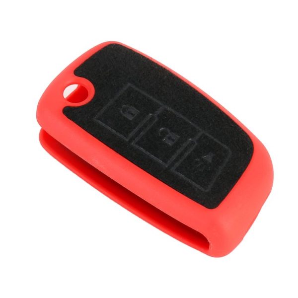 Car Flocking Plastic Key Protective Cover Three Buttons A for Nissan X-TRAIL / Teana / Qashqai / Sylphy / Tiida, Style 1 (Red) - Image 2