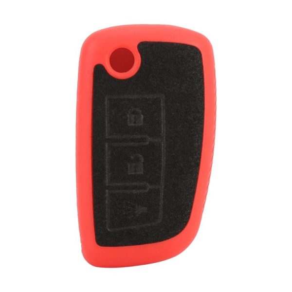 Car Flocking Plastic Key Protective Cover Three Buttons A for Nissan X-TRAIL / Teana / Qashqai / Sylphy / Tiida, Style 1 (Red) - Image 3