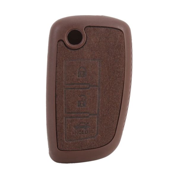 Car Flocking Plastic Key Protective Cover Three Buttons B for Nissan X-TRAIL / Teana / Qashqai / Sylphy / Tiida, Style 1 (Brown) - Image 3