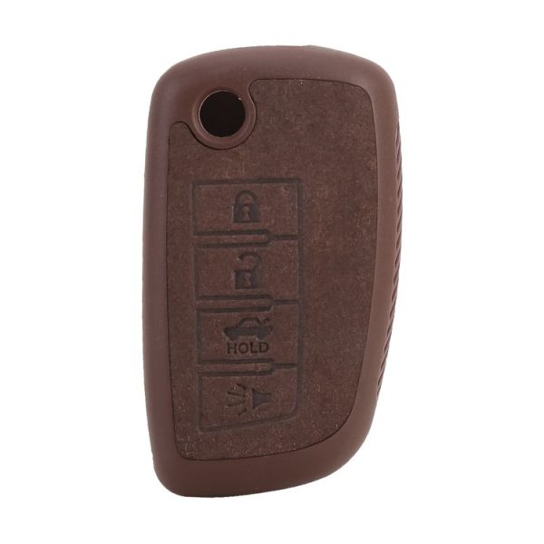 Car Flocking Plastic Key Protective Cover Four Buttons for Nissan X-TRAIL / Teana / Qashqai / Sylphy / Tiida, Style 1 (Brown) - Image 3