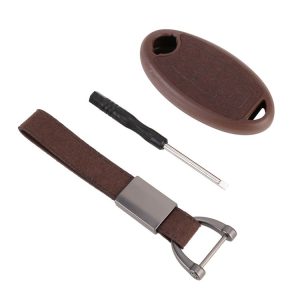 Car Flocking Plastic Key Protective Cover Three Buttons A for Nissan X-TRAIL / Teana / Qashqai / Sylphy / Tiida, Style 2 (Brown)