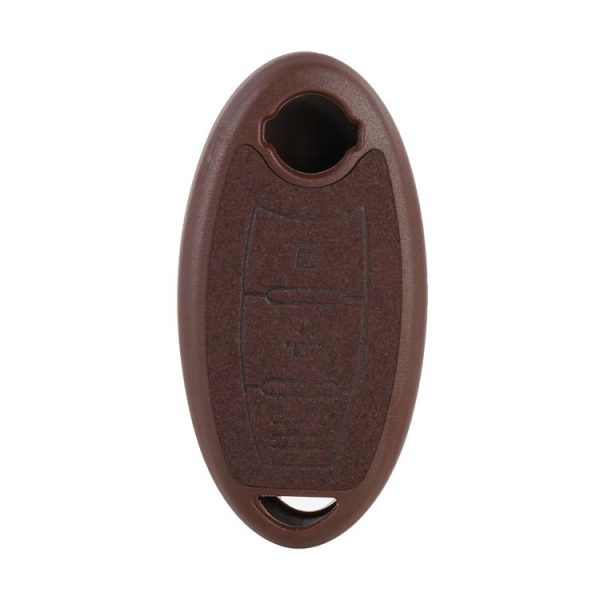 Car Flocking Plastic Key Protective Cover Three Buttons A for Nissan X-TRAIL / Teana / Qashqai / Sylphy / Tiida, Style 2 (Brown) - Image 3
