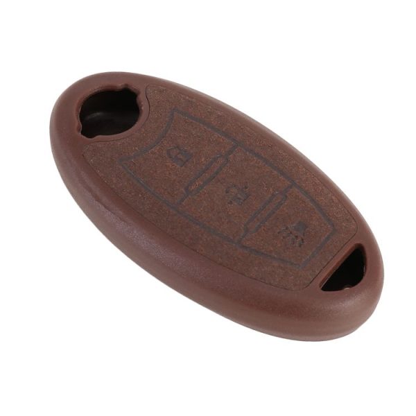 Car Flocking Plastic Key Protective Cover Three Buttons B for Nissan X-TRAIL / Teana / Qashqai / Sylphy / Tiida, Style 2 (Brown) - Image 2