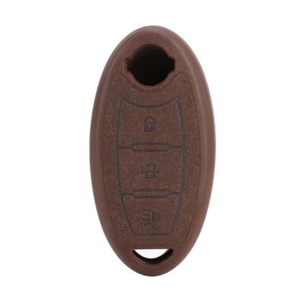 Car Flocking Plastic Key Protective Cover Three Buttons B for Nissan X-TRAIL / Teana / Qashqai / Sylphy / Tiida, Style 2 (Brown) - Image 3