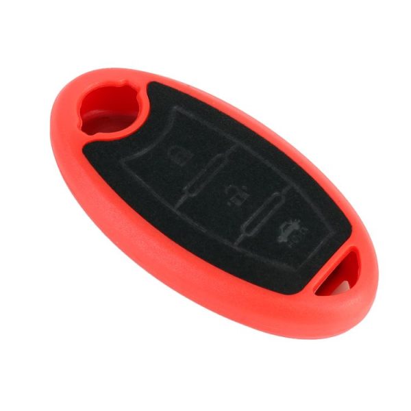 Car Flocking Plastic Key Protective Cover Three Buttons C for Nissan X-TRAIL / Teana / Qashqai / Sylphy / Tiida, Style 2 (Red) - Image 2
