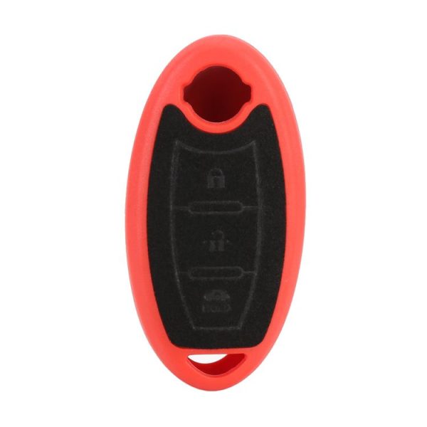 Car Flocking Plastic Key Protective Cover Three Buttons C for Nissan X-TRAIL / Teana / Qashqai / Sylphy / Tiida, Style 2 (Red) - Image 3